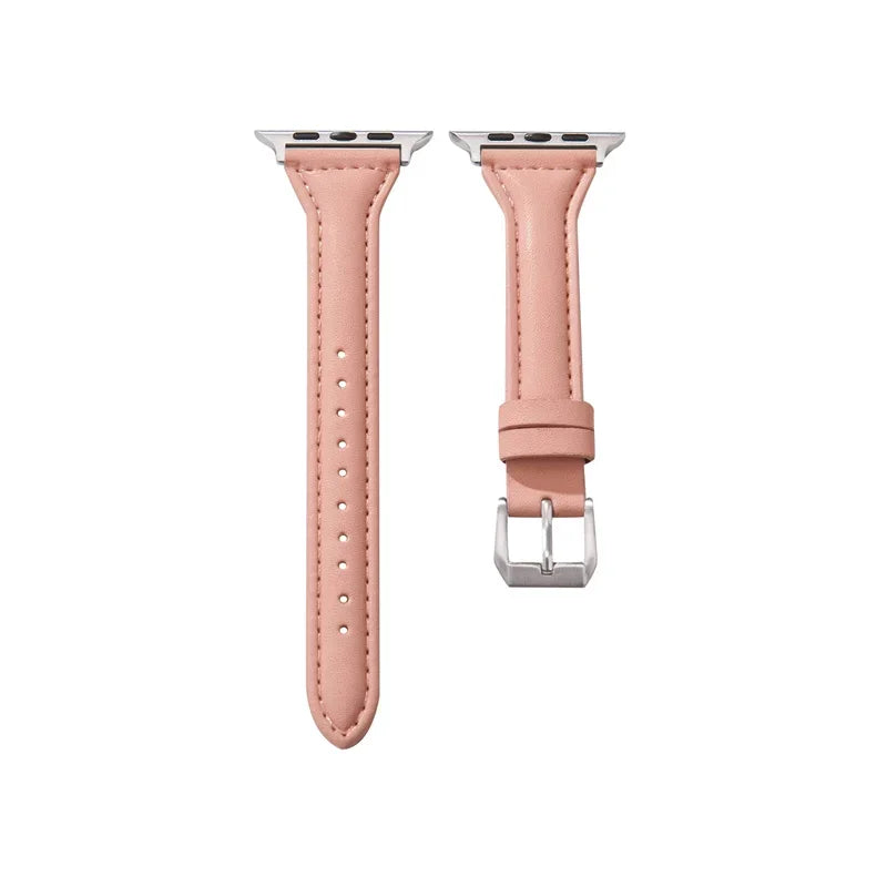 Slim leather strap for Apple Watch band 49mm series 7 8 9 41mm/45mm 38mm/42mm Wrist bracelet iWatch SE 6 5 4 3 40mm/44mm ultra-2